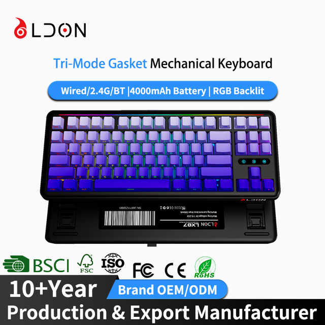 LX87 for 75% Mechanical Laser Wireless Keyboard USB Type-C Hot-Swappable RGB 88 Keys Aluminum Alloy Desktop New
