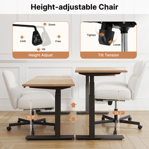 Chaise de bureau ergonomique en tissu sherpa doux avec hauteur réglable, roulettes silencieuses, design moderne pour la maison, le bureau, la salle à manger et l'hôtellerie - Product Image 4