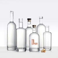 Bouteilles à liqueur en verre transparent personnalisées de 100 ml à 1000 ml, bouteilles à spiritueux vides réutilisables pour la vodka, le whisky, le rhum, le gin avec bouchons en liège