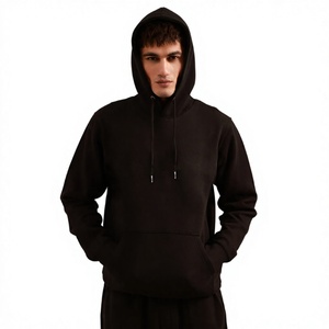 Wholesale Men's Classic Solid <b>Black</b> Fleece Hoodie Custom Drawstring Pullover Casual Regular Fit Hooded <b>Sweatshirt</b> - Product Image 1