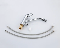 Robinet de cuisine moderne en acier inoxydable chromé, 2-en-1, filtration et purification de l'eau, double poignée, eau chaude et froide