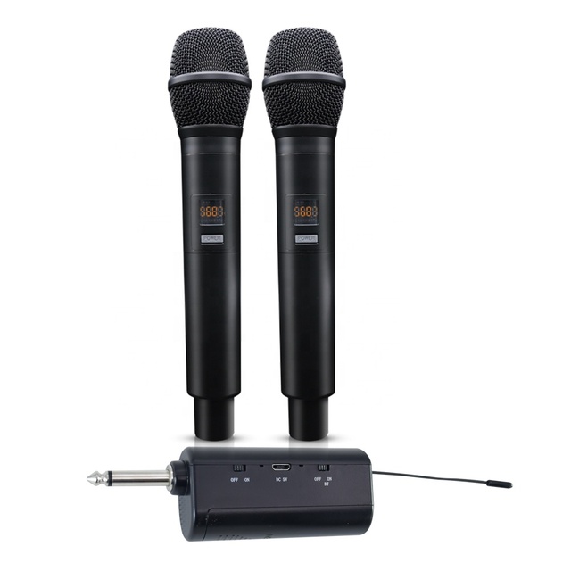 UHF Cordless Dual Channel Ultra-Low Latency Wireless Noise Cancelling Karaoke Microphone 100ft Range-Professional for Party