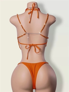 PEEQI Top Reggiseno Artigianale con Glitter e Perle, <span class=keywords><strong>Bralette</strong></span> Arancione per Copricostume da Spiaggia, Gioiello per il Corpo, Outfit Rave <span class=keywords><strong>Sexy</strong></span> da Donna - Product Image 5