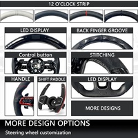 Volante Deportivo Personalizado de Cuero con Base Plana de Fibra de Carbono para Jeep Wrangler JK JL KL Grand Cherokee 2011-2017