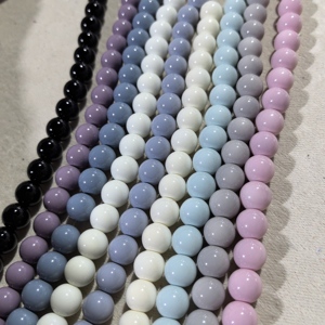 Perline in Vetro Rotonde da 10mm Senza Tracce, Colore Solido Rosa Caldo, Blu e Verde, per Creazione di Gioielli e Braccialetti - Product Image 3