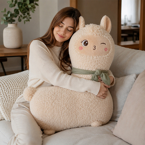 Oreiller en peluche en coton écologique personnalisé OEM ODM en forme d'animal avec motifs et designs sur mesure, design <span class=keywords><strong>alpaga</strong></span> rembourré - Product Image 4