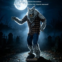 Décorations d'extérieur d'Halloween grand format transfrontalières : Figurines de loup-garou et de fantôme en plastique rotatives, rechargeables par batterie, pour adultes