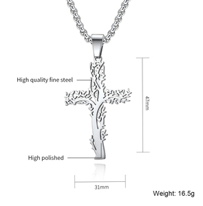 Collana con Ciondolo Albero della Vita in Acciaio Inossidabile per Uomo e Donna, Gioiello in Titanio Antiossidante Argento per Regalo - Product Image 6