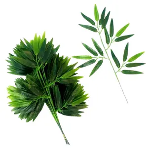 New Arrival Artificial Bamboo Leaves Branch Silk with Latex Coated Leaves Green Home Wedding Flower Decoration Materials