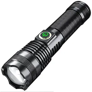 Rechargeable Tactical Flashlights XHP70 LED Torch 8000 Lumens Handheld Flashlight for Emergency Camping IP65 Waterproof Zoomable