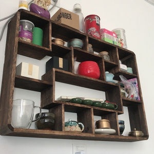 Solid Wood Chinese Style Wall Mounted Display <b>Shelf</b> Rectangle Multi Functional Tea Room Cabinet Decorative Storage <b>Rack</b> - Product Image 5