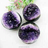 En gros Naturel Améthyste Cristal Grappes Boule Cristaux De Guérison Druzy Géode Sphère pour La Décoration De La Maison