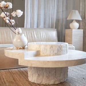 Table basse en marbre <span class=keywords><strong>travertin</strong></span> beige naturel personnalisée, design moderne et décoratif - Product Image 4
