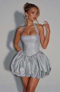 <span class=keywords><strong>Abito</strong></span> <span class=keywords><strong>Mini</strong></span> SB3722 Scintillante con Glitter, Halter Sexy con Lacci, Aderente, con Maniche a Sbuffo, per Feste Formali, Serate e Compleanni - Product Image 2