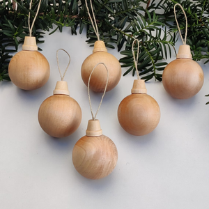 Ensemble <span class=keywords><strong>de</strong></span> boules <span class=keywords><strong>de</strong></span> Noël en bois naturel non finies, boules suspendues pour arbre <span class=keywords><strong>de</strong></span> Noël, minimalistes, écologiques, décorations <span class=keywords><strong>de</strong></span> Noël, étiquette cadeau - Product Image 3