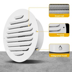 Coperchio Traspirante Bianco in Acciaio Inossidabile per Cappa <span class=keywords><strong>di</strong></span> Ventilazione a Testa Piatta con Griglia Rotonda e Serranda <span class=keywords><strong>di</strong></span> <span class=keywords><strong>Scarico</strong></span> - Product Image 2