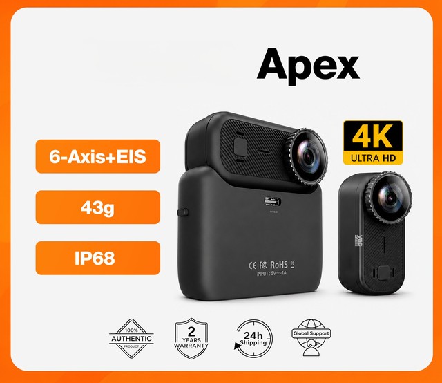 APEX Action Camera Sports Camera Outdoor Portable Shooting Recorder Magnetic Back Clip Thumb Camera
