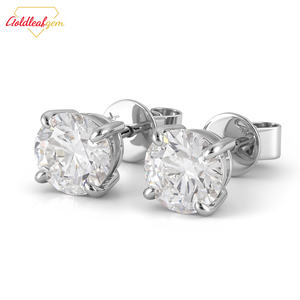 ต่างหูเพชรทรง Asscher แบบคลาสสิก ทองคำขาว 9K ชุบทองคำขาว ประดับเพชรเพาะเลี้ยง ได้รับการรับรองจาก IGI เหมาะสำหรับงานแต่งงานและเป็นของขวัญสำหรับงานปาร์ตี้ - Product Image 1