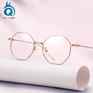 Gafas con Bloqueo de Luz Azul, Metálicas en Oro Rosa, Unisex, Montura Poligonal Irregular, Amplia, Sin Graduación - Product Image 4