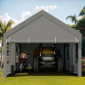 Abri de voiture robuste de 12 x 20 pieds avec parois latérales et portes amovibles, garage portable avec fenêtre enroulable et sacs de sable, auvent de voiture - Product Image 6