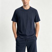 T-shirt en coton tissé sur mesure haut de gamme, style Old Money, minimaliste et solide, à manches courtes, pour homme, décontracté, polyvalent, tendance et coupe ample pour l'été