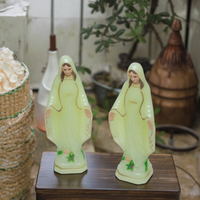 Statue de la Vierge Marie Lumineuse de 15 cm, Sculpture Catholique en Plastique Luminescente de Sainte Marie