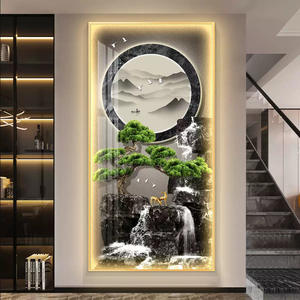 Decoração de Parede LED 3D Moderna e Atraente com Padrão Floral em Papel PP e Liga de Alumínio, Pinturas de Paisagens Iluminadas - Product Image 4