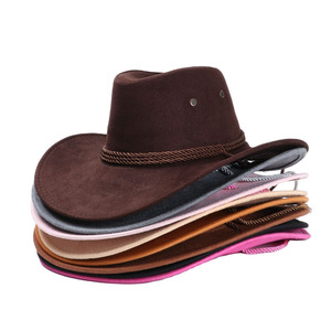 หมวกคาวบอยตะวันตกปรับได้หมวกขับขี่กันแดดปรับได้หมวกเฟอร์เทียมหลากสีสำหรับกลางแจ้งแคมป์ปิ้งไรเดอร์ - Product Image 1