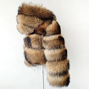 Chaqueta de Invierno Cálida con Capucha para Mujer, Chaqueta de Piel de Mapache Real de Alta Calidad, Color Natural - Product Image 4