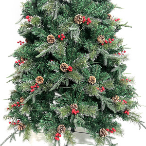 Arbres <span class=keywords><strong>de</strong></span> <span class=keywords><strong>Noël</strong></span> artificiels décoratifs multi-tailles, <span class=keywords><strong>avec</strong></span> baies rouges et pommes <span class=keywords><strong>de</strong></span> pin mélangées, en PVC, à pointes automatiques, vente en gros - Product Image 3