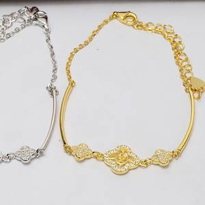 S925 Silver Bracelet for Women with Lucky Grass Flower Hand Rope Design 5.5-6.5 Pearl DIY <b>Jewelry</b> Accessories Empty <b>Tray</b> 539 - Product Image 2