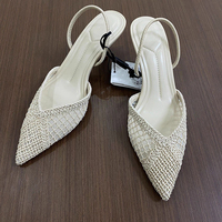 ZA MNG Sandales d'été élégantes à talons fins en maille brodée pour femmes, confortables, à talon compensé, sexy, pour soirées et bals de promo