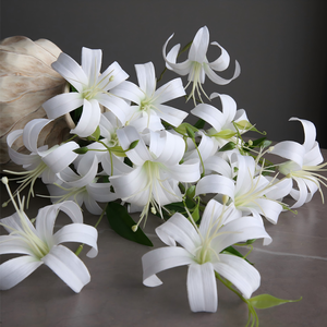 Sống động như thật cam dài duy nhất thân cây 75cm lụa 2 đầu nhân tạo Curl <span class=keywords><strong>Lily</strong></span> cho nhà phòng khách trang trí hoa sắp xếp - Product Image 4