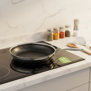 Poêle à frire en acier inoxydable nid d'abeille de 20 cm, revêtement céramique antiadhésif, pour cuisinière à induction et à gaz - Product Image 1