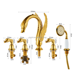 Grifo de Bañera Artístico de Lujo Modelo X8635U1BSGD, Forma de Cisne, Color Dorado, Material de Latón, Montaje en Cubierta - Product Image 4