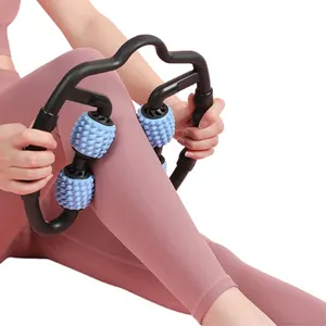 Roller Pijat Bentuk U 4 Roda Relaksasi Yoga Pilates Kebugaran, Tisu Dalam Otot Kaki Leher U