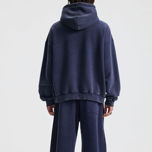 Sweat à capuche surdimensionné personnalisé en coton 450 g/m², streetwear lourd, impression en relief, coupe unisexe pour hommes - Product Image 2