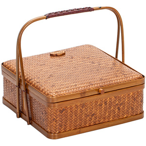 <b>Bamboo</b> Woven Food <b>Container</b> Round 2.0-3.0L Handmade Traditional Storage Box Gift For Tea Pastry Mooncake - Product Image 5