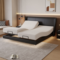 Mobilier de chambre à coucher moderne intelligent cadre de lit queen-size ajustable électrique matelas en mousse à mémoire de forme cuir inclinable souple