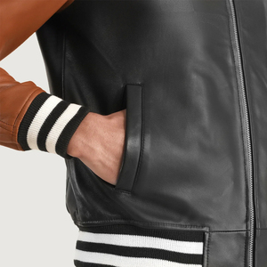 Chaqueta Varsity de Invierno para Hombre, de Cuero Transpirable, a la Moda, de Alta Calidad, Resistente al Agua y al Viento, Servicio OEM - Product Image 6