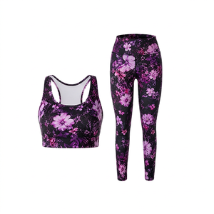 Conjuntos Deportivos Personalizados para Mujer, Ropa Deportiva, Bra Deportivo con Costuras Contorneadas, Leggings de Yoga con Estampado, 2 Piezas - Product Image 1