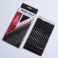 Lot de 12 crayons de croquis souples et transformables 2H-8B, motif dessin animé, 9*20.5cm, mine noire, en bois, promotionnel