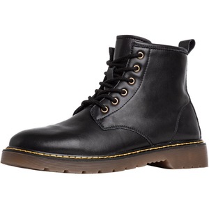 Bottes mi-hautes pour hommes, chaussures en cuir haut de gamme, automne-hiver, chaussures de travail, bottes courtes en cuir véritable, chaussures en cuir noir - Product Image 5