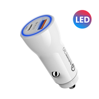 Chargeur de voiture double port Type-C 36W PD QC3.0 avec charge rapide pour téléphone portable et boîte