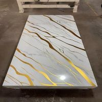 Revêtement mural en vinyle PVC marbré brillant doré, 280-290 cm, feuille de marbre PVC UV, carrelage imperméable, panneaux muraux en marbre PVC