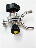 Vanne à diaphragme sanitaire à 3 voies en U avec port d'échantillonnage, en acier inoxydable 316L, OD19.05x1.5mm, DN20xDN10, pour l'industrie alimentaire et pharmaceutique