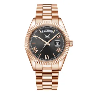 Jam tangan kuarsa pria kalender tahan air 5atm jam tangan Oem Odm jam tangan pria jam tangan mewah Reloj Oro Rosa