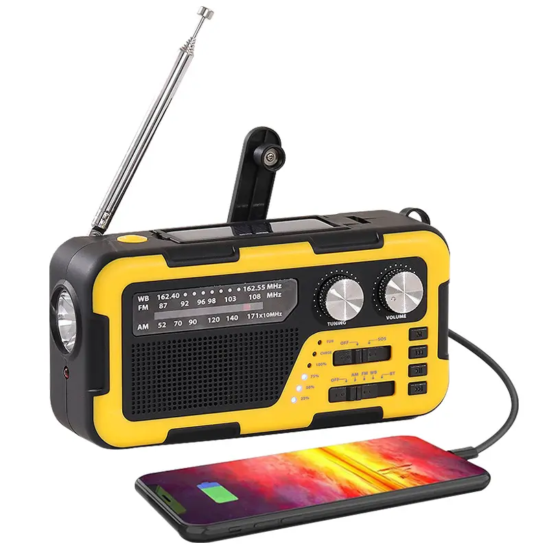 Speaker nirkabel portabel, pengeras suara nirkabel portabel Multi fungsi, AM FM WB 3 band Radio dengan alat penerangan luar ruangan portabel, Alarm TF USB AUX SOS