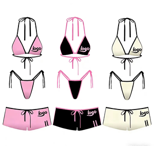 Conjunto de Bikini Deportivo de 3 Piezas para Mujer, Estilo Sólido, Ecológico, con Logotipo Frontal Personalizado y Pantalones Cortos - Product Image 1