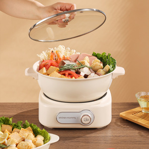 หม้อไฟฟ้าครัวแม่บ้าน 3 ลิตร หม้อเซรามิก ฝาแก้วนิรภัย ใช้ในหอพักและบ้าน - Product Image 4